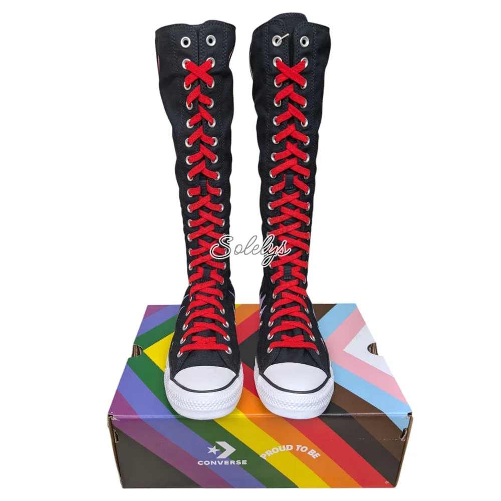 Converse PRIDE XXHI Rainbow Flame Knee High Sneaker Boot Limited Edition M11 W13 - Picture 4 of 11